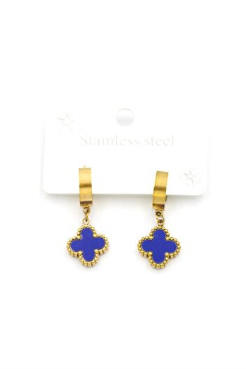 Royaleks Vc Clover Hoop Earrings - Navy Blue