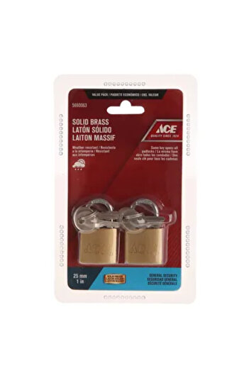 ACE Solid Brass Padlock Pack (25 mm, 2 Pc.)