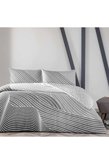 STOREMAX Snshop Crumbly Ranforce Single Duvet Cover Set Gray 467437
