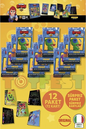 TOYFEST Brawl Stars Panini Official Card Pack: 12 Packs (72 Cards)