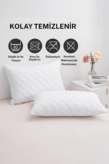 Owra Kapitone Fermuarlı Yastık Koruyucu Alez 1 Adet Ter, Ağız Sıvı Geçirmez Beyaz - 50x70 cm