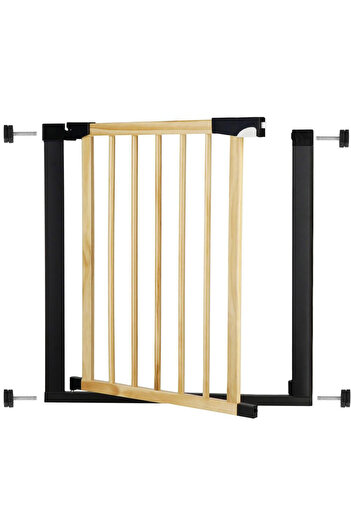 SERSIMO Safety Gate for stairs, adjustable, made of wood with steel structure, 75-82cm, black brown