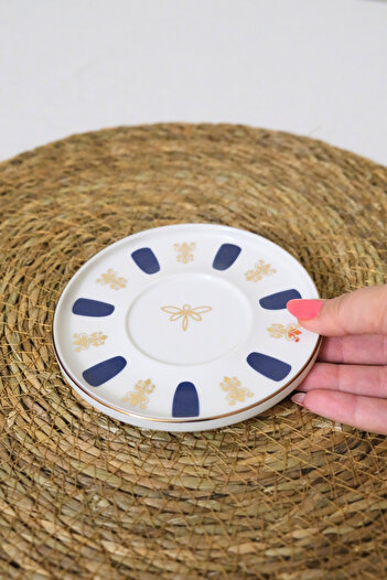 tabakevi Tabak Evi Porselen Acem Zade Lacivert Çay Tabağı 12,5cm Tekli