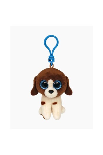 TY Breloc Plus 8,5 cm Boos Muddles Câine Maro și Alb