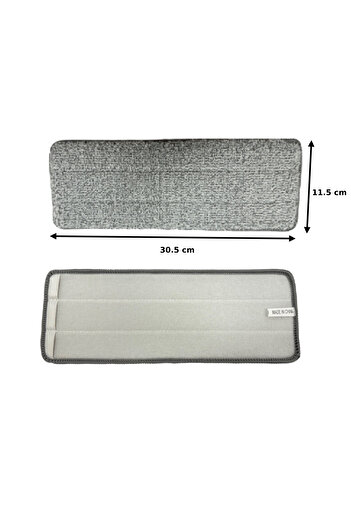 PAA-home Set of 2 mop refills, gray color, for flat mop head with, size 30.5 x11.5 cm