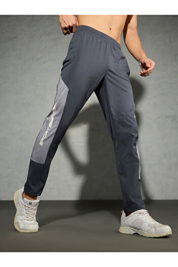 Technosport By Styli Men Grey Relaxed Fit Contrast Panel Track Pants