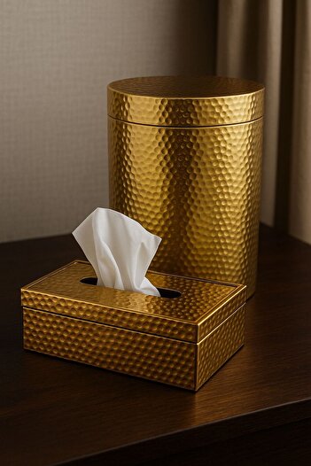 ALMASA Waste bucket with gold napkin