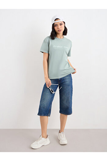 Styli Embroidered Slogan Boxy Fit T-Shirt