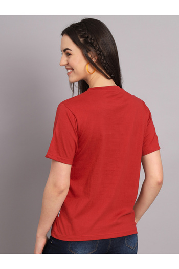 The Dry State By Styli Women Red Graphic Print Cotton T-Shirt
