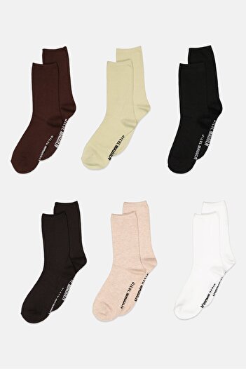 Steve Madden Women 6 Pairs Brand Logo Crew Socks, Multicolor
