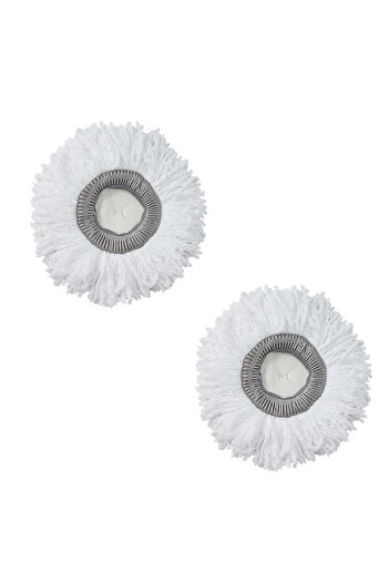 PAA-home Set of 2 white round mop refills, sleeve type, for the rotating head, diameter 16cm, outer diameter 32cm