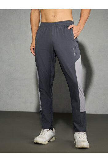 Technosport By Styli Men Grey Relaxed Fit Contrast Panel Track Pants