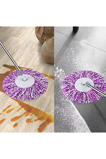 PAA-home Set of 2 white and purple mop refills for rotating head with a diameter of 16 cm, mop outer diameter 32 cm