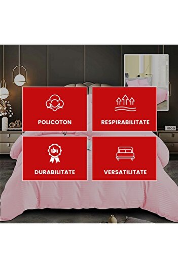 PATONE Damask Polycotton Bed Linen, Pink, 4 Pieces, for Double Bed