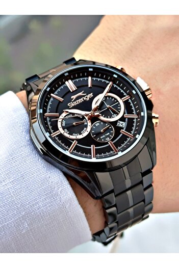 Slazenger 10 Atm Waterproofness Black Color Steel Cord Steel Case Men Wrist Watch 2567.01Mr