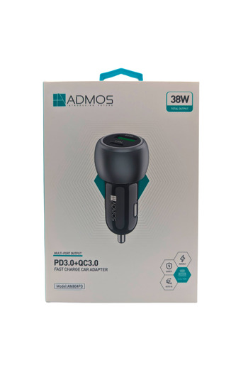 ADMOS محول شاحن سيارة سريع بمخرج متعدد المنافذ PD3.0+QC3.0 (الطراز: AM804PD)