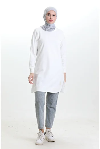 sefamerve Slit Detailed Tunic 9084-03 White