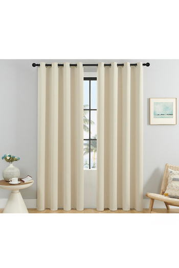 Generic Solid Blackout Curtains, 1 Panel Drapes Grommet Room Window Curtains (Beige 106W x 213H cm)