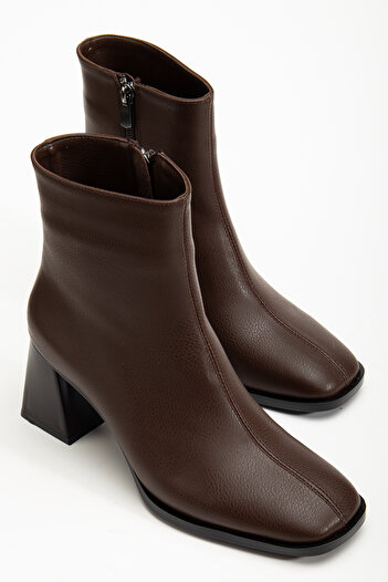 RİSSOLİ Γυναικείες μπότες με τακούνι Bitter Brown Blunt Toe