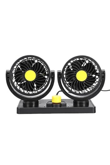 FOXMAG24 Double car fan, with 2 speeds, power 10W, 360° rotation, cable length 2 m, black
