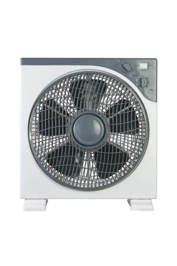 FOXMAG24 Box fan, with rotating grille, 3 speed settings, built-in adjustable timer, white/gray