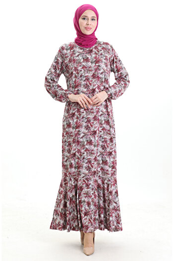 sefamerve Φόρεμα βισκόζης με λαβή λάστιχο 86020C-01 Dusty Rose