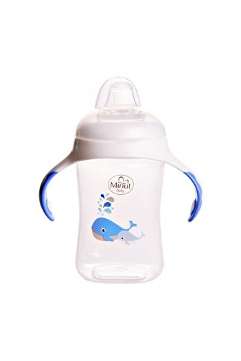 InnovaGoods Cană Minut pentru bebeluși cu mânere și cioc de silicon, 300 ml, 6+ Albastră