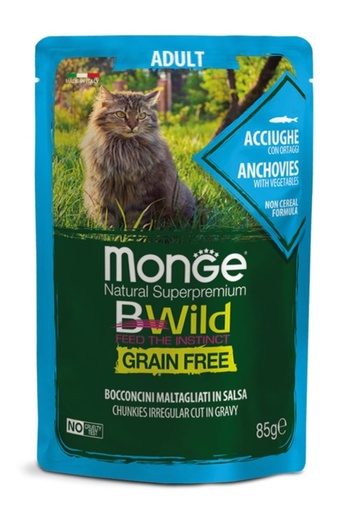 Monge BWild Cat - Super-premium Wet Food - Anchovy - 85g