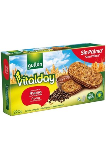 Gullon Oat Flakes and Chocolate Chip Sandwich Biscuits with Cocoa Cream, Vitalday, 220g