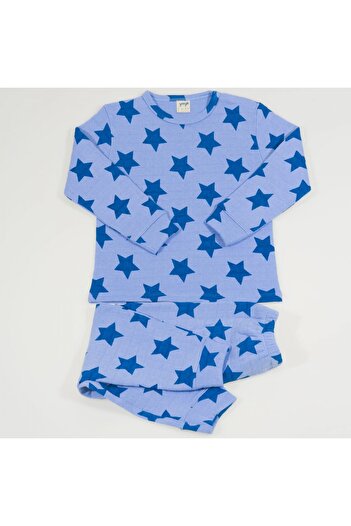 liloo Pijamale groase bumbac albastra imprimeu model stelute