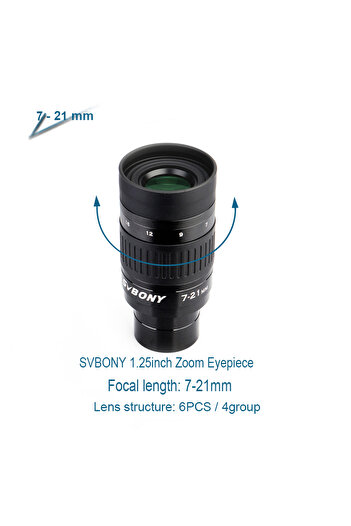 Svbony 7-21mm 1.25" Zoom Telescope Eyepiece 7-21mm/8-24mm/10-30mm FMC Zoom Lens Telescope Accessory