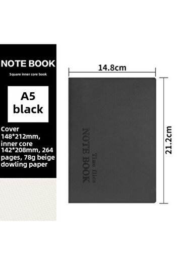 Choice A5-Black Grid Notebook - Thick Leather Journal with Grid Pages, Minimalist Style Notebook for Accoun