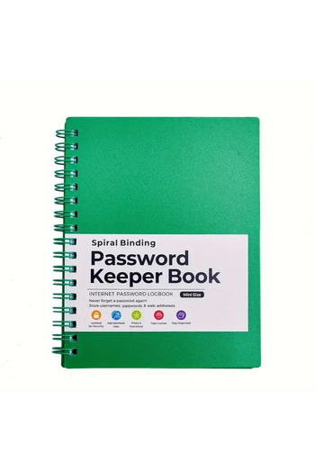 Choice Green MINI Spiral Password Keeper Book Notepad Secure & Organized Notebooks Notebook Diary Writing P