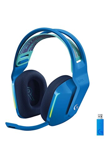 logitech Căști de gaming wireless G733, ultra-ușoare, Lightsync RGB, albastre