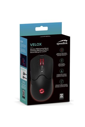 Speedlink Mouse, Speedlink, Wireless, Velox, Reîncărcabil RGB, Negru