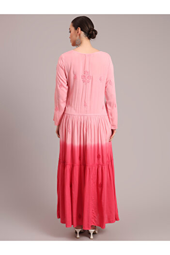 alaya Hand Embroidered Chikankari Modal Ombre Jalabiya-AL4047