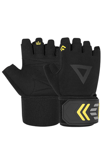 Aolikes M Black Weightlifting Gloves Wristband Support Breathable Anti-Slip Sports Gym Gloves Bodybu