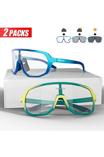 KAPVOE DZ-S63-PH-1617 2 Packs Photochromic Cycling Glasses Outdoor Sports Bicycle Sunglasses Men MTB Cyclin