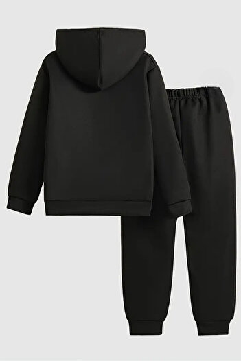 CLAYES Children's Black Tracksuit Set - Butterfly Printed - Raised Fabric