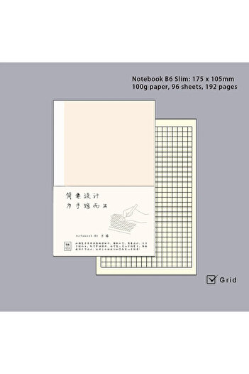 Choice B6 Slim Grid Insert Diary Refills for A5/ A6/ B6 Slim/ Weeks/ A8 Notebook Cover, 176 Pages Journal I