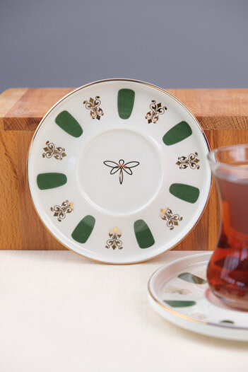 tabakevi Tabak Evi Porselen Acem Zade Yeşil Çay Tabağı 12,5cm 2 li