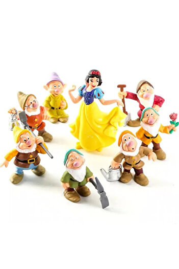 Miniso GRAY Hot 8Pcs/Set Disney Princess Q Vesion Snow White and The Seven Dwarfs Figure Toy Model Dolls Gi