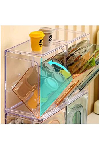COOYA 4 Pack Stackable Storage Containers,Clear Plastic Pantry Storage Fridge Organizers and Storage