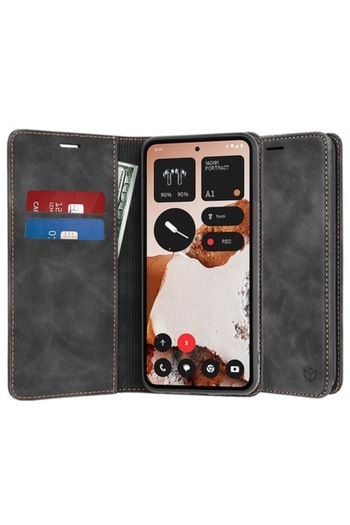 Tim High Protection Case for Nothing CMF Phone 2 Pro, B59, Synthetic Leather, Intense Dark