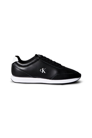 Calvin Klein Calvin Klein Men Black/Bright White Leather Signature Logo Runner Trainers