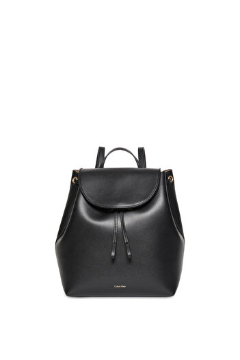 Calvin Klein Women Black Foil Logo Flap Backpack