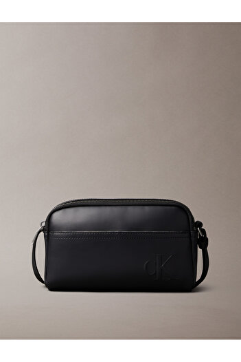 Calvin Klein Men Black Bold Embossed Monogram Logo Camera Bag