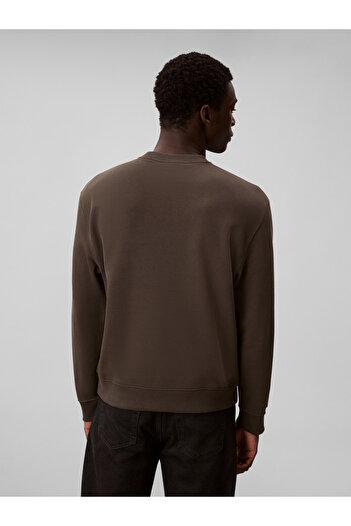 Calvin Klein Men Brown Monogram Crew Neck Pullover Sweatshirt