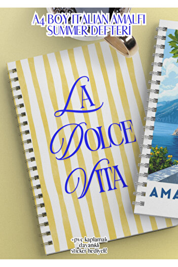 merccuri crafts Amalfi Italy A4 Spiral School Notebook 50 Sheets - Lined, Pvc Coated Waterproof
