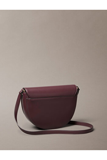 Calvin Klein Women Fudge Bold Embossed Monogram Logo Saddle Bag